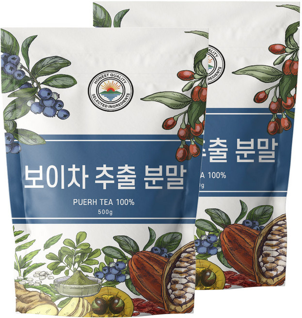 해나식품 20배 고농축 보이차 추출물 분말 가루, 500g, 1개입, 2개