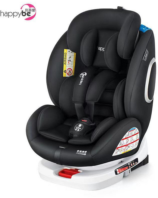 360度旋轉ISOFIX硬接口兒童汽車安全座椅0-12歲嬰兒寶寶可躺坐椅, 1個, 黑色安全帶固定款:0—12歲