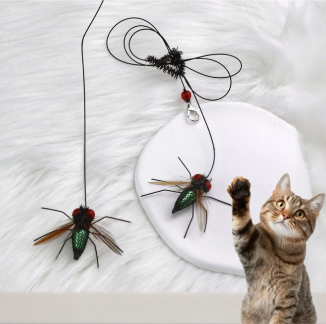 숭람 리얼한 벌레 고양이 낚싯대 리필 2P, 2개, 그린