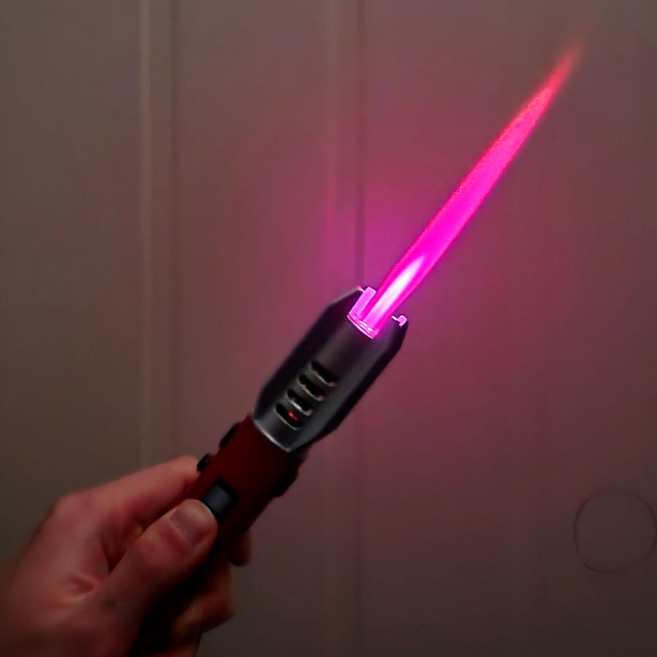 초강력 터보 가스 토치 휴대용 요리 캠핑 낚시 취사 이중 안전장치, 1개, 레드