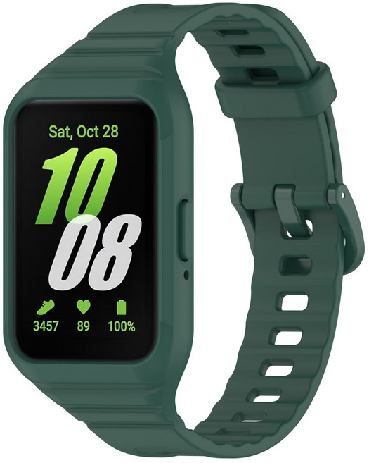 갤럭시 핏3 전용 일체형 실리콘 프레임 밴드-풀커버 보호 손목 둘레 150~185mm 호환, 1개, 7# 딥 그린