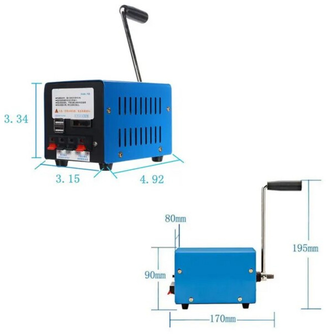 휴대용 USB 충전 야외 캠핑 서바이벌 파워 뱅크 비상 전기 발전기 핸드 크랭크 고출력 다이나모 20W, [01] Generator, 1개, 01 Generator