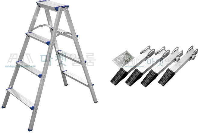 알룸 국산 알루미늄 가정용사다리 일반 4단+안전지지대 미니, 안전지지대 장착 포함, 1세트
