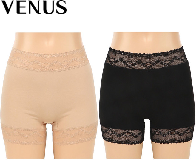 비너스 말림방지 하단 레이스 부드럽고 신축성좋은 면 모달 3부 여성 사각팬티 속바지 ( 90 95 100 ) VLG0305P 애플