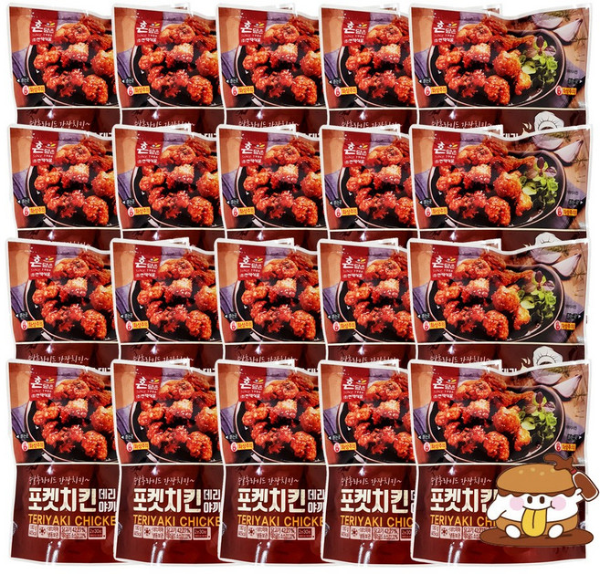 한맥 포켓치킨 냉동 데리야끼맛 180g 20봉 에어프라이어 편의점 순살치킨, 2개, 1.8kg