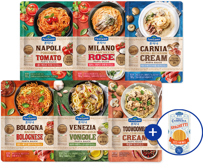 폰타나 파우치형 파스타소스 6종+파스타면 500g 1개