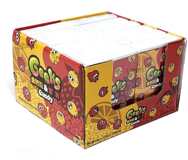 긱스 오렌지 딸기맛 반반캔디/짝궁캔디, 12개, 45g