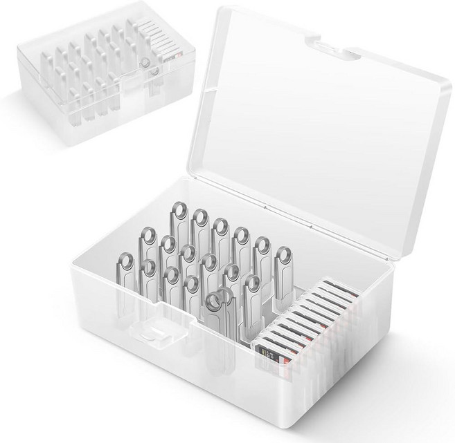 Brappo 플래시 드라이브 케이스 USB 오거나이저 실리콘 소재 12인치 엄지 보관 사무실 가정용 휴대용 전자 액세서리 드라이브용(케이스만 해당) (투명) 122374
