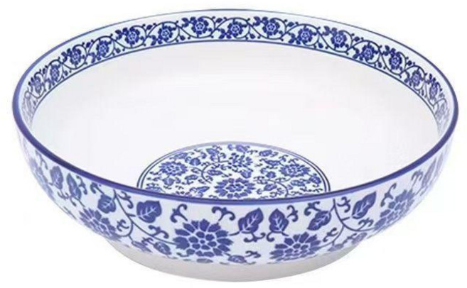 青花瓷陶瓷大湯碗, 1個, 青花瓷大湯碗,一個9英寸大湯碗