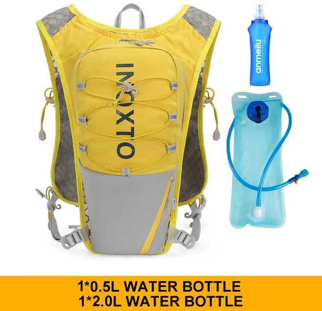 INOXTO 경량 러닝 배낭 수분 공급 조끼 자전거 마라톤 하이킹에 적합한 및 휴대용 5L, 04 Yellow 2500ml