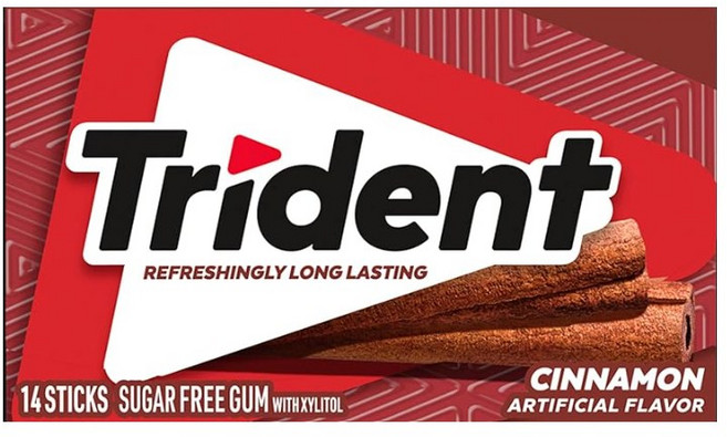 트라이던트 무설탕 자일리톨 껌 시나몬, 26.6g, 3개