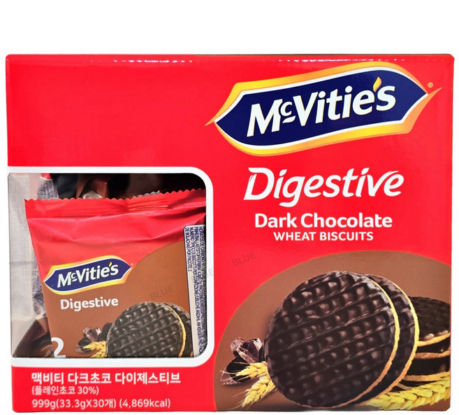 맥비티 다이제스티브 투고 다크초코 30봉/낱개포장 다이제초코/다이제스티브 다크초콜릿/초코다이제, 999g, 1개