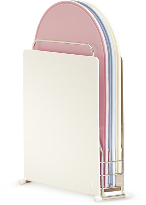 하루의공간 항균 실리콘 도마 세트 (도마 3p+스텐 거치대+물받이), 파스텔 세트(핑크+블루+버터), 1세트