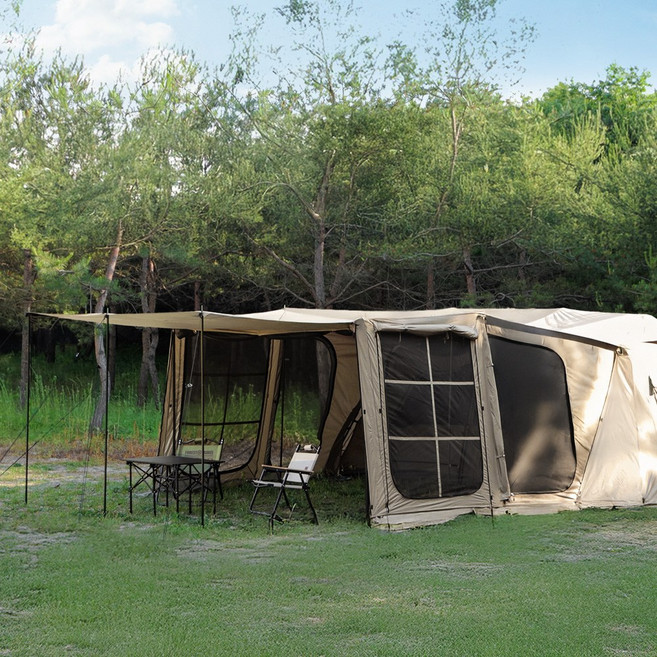 로티캠프 힐하우스 그늘막 원터치 텐트 확장형 전실, 탄