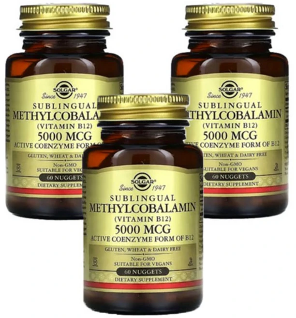 2+1 솔가 설하정 메틸코발라민(비타민 B12) 5000mcg 너겟 60개, 3개, 60정 - 쿠팡