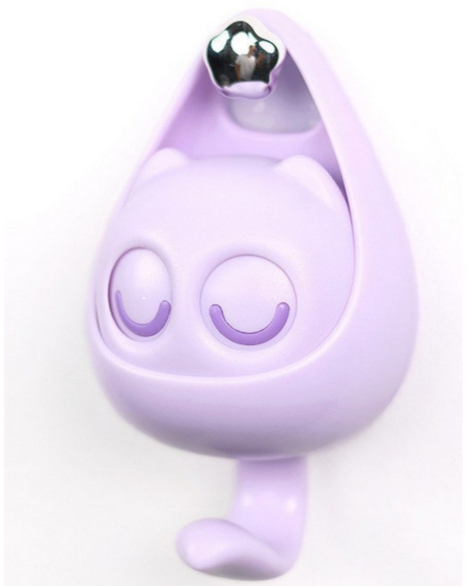 온리코 고양이 벽걸이 무타공 후크 고리, 퍼플, 1개