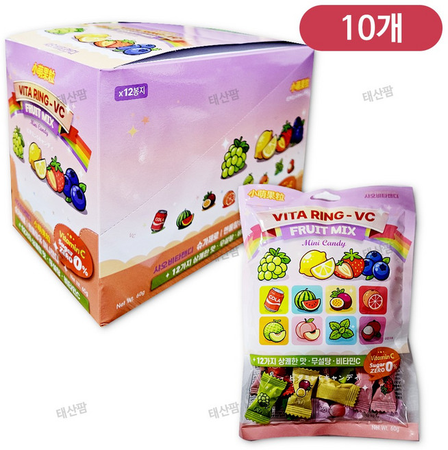샤오비타캔디 슈가제로 미니캔디 12가지맛, 10개, 60g