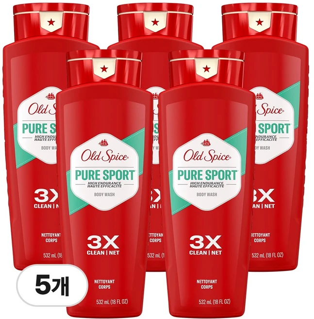 [쿠팡수입] 올드스파이스 하이 인듀어런스 퓨어 스포츠 바디 워시, 532ml, 5개 - 쿠팡