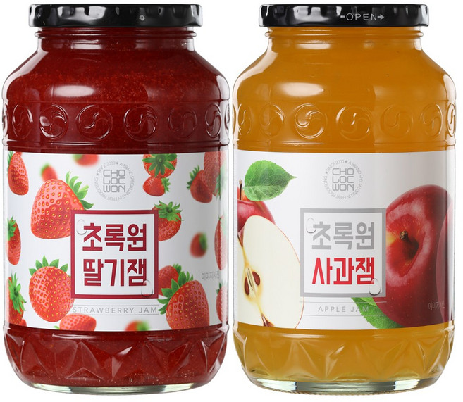 초록원 과일잼3종 1kg+1kg (딸기잼/사과잼/파인애플망고잼), 1세트