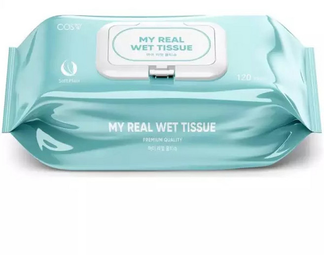 코스더블유 마이리얼 물티슈 캡형 120매 X 80팩, 80박스