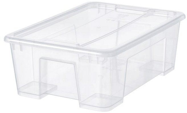 이케아 SAMLA 삼라 수납함+뚜껑 투명 39x28x14 cm/11 L/수납함/정리함, 투명_101.809.39_set, 1개