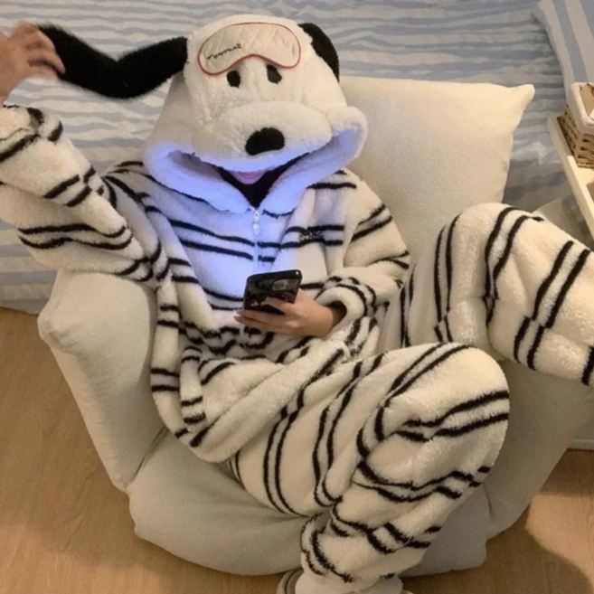 AIMITU 러블리 보온 동물 후드 잠옷