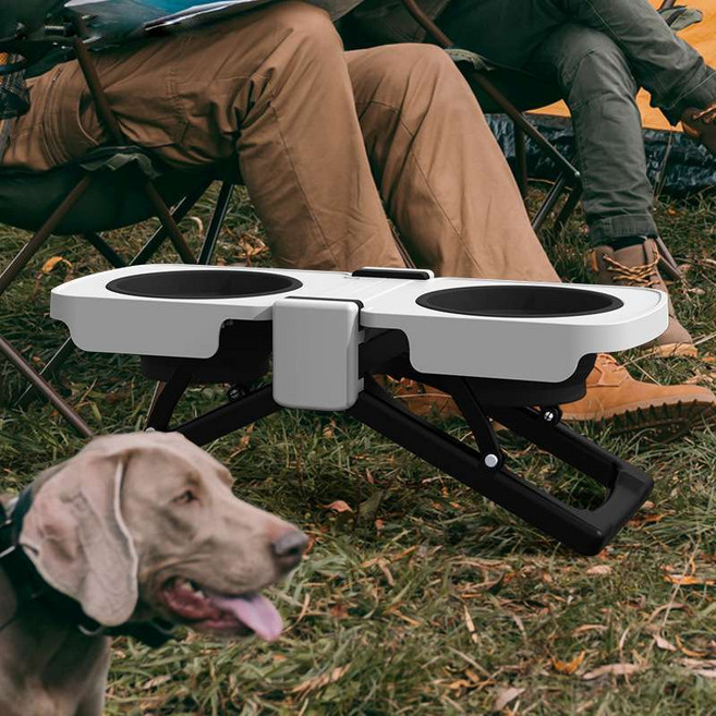 반려동물 여행 캠핑용 접이식 식탁 2구, 1개, 반려동물폴딩식기 그레이
