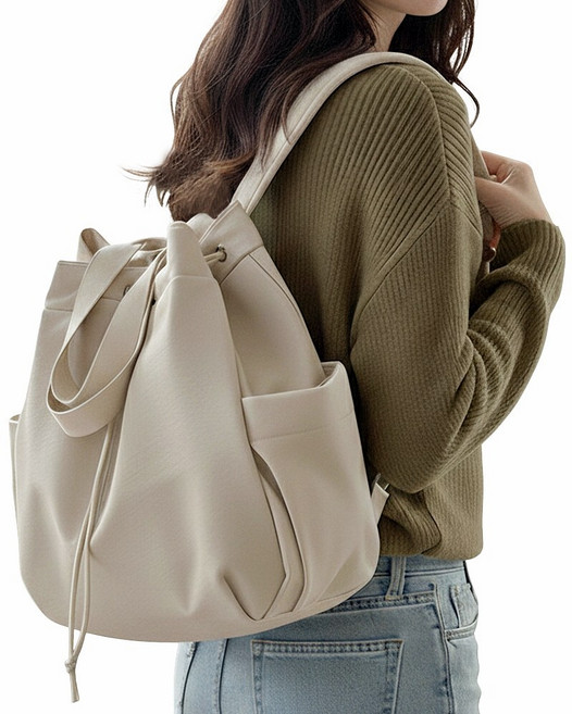 듀엘라 나일론 카고 스트링 백팩 초경량 여행용 방수 포켓 여성 대학생 학원 여자 방수 데일리 텀블러 배낭