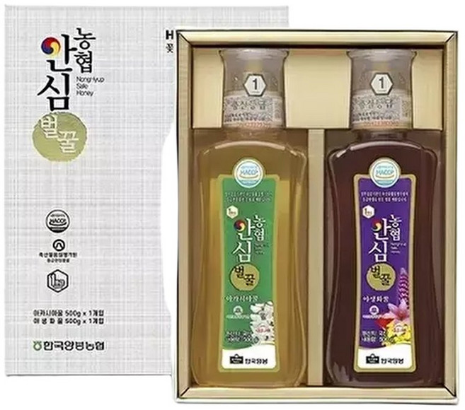 양봉농협양봉농협 안심 선물세트 1호(아카시아꿀 500g+야생화꿀 500g)/튜브, [양봉농협] 안심 선물세트 1호 아카시아꿀, 500g, 1세트