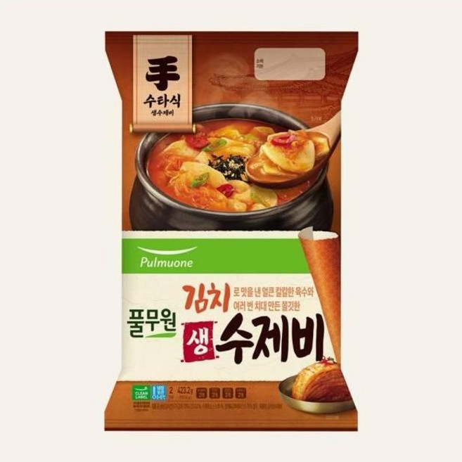 풀무원 김치 생 수제비 2인분, 5개, 423.2g
