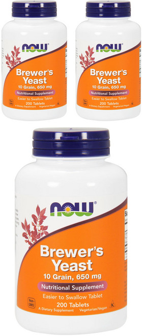 NOW Foods 啤酒酵母錠 650mg, 200顆, 3罐