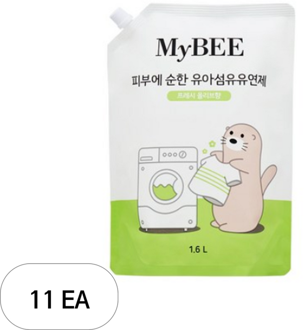 마이비 피부에 순한 유아 섬유유연제 프레시 올리브향 리필, 1.6L, 11개