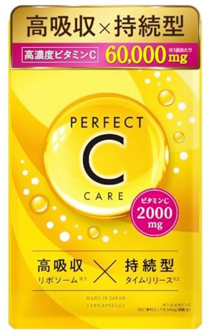 지속형 리포좀 고농도 고흡수 비타민C 보충제 2000mg 함유 타임 릴리스 PERFECT CARE 120알 30일분 1봉, 1개, 120정