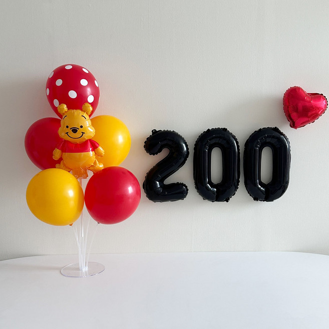 곰돌이푸 기념일 파티 풍선 세트, 1세트, 200일