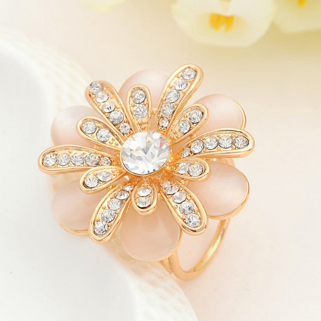 플라워 큐빅 스카프링 꽃모양 홀더 고리 장식