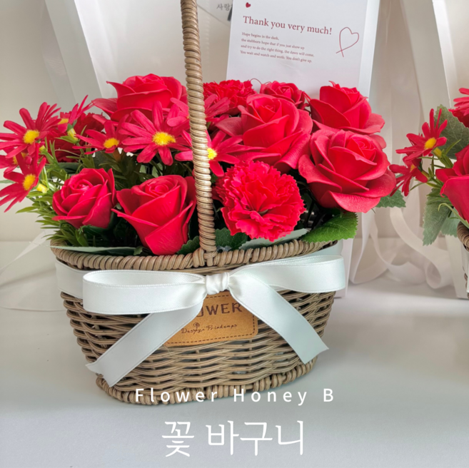 플라워허니B 비누 꽃바구니, 1개, 중형