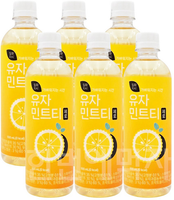 일화차시 유자민트티 제로, 500ml, 6개