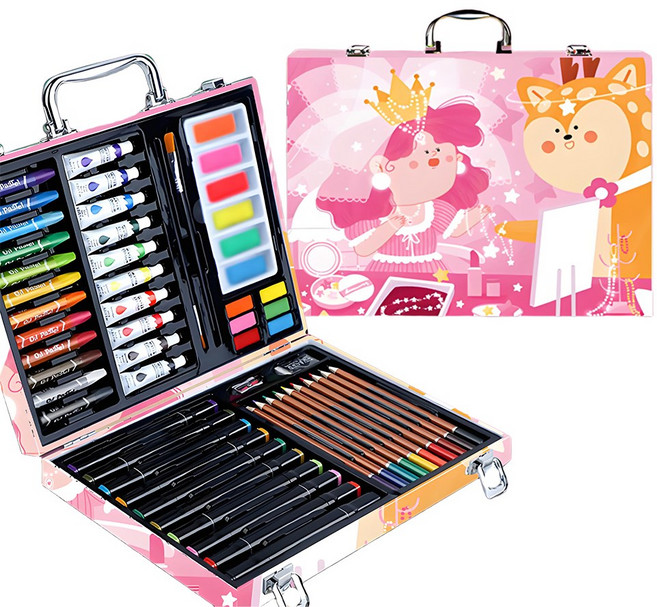 정싱 프리미엄 미술 도구 미술세트 크리스마스 선물 명절 선물 졸업 선물 색칠 스터디 크레용 세트 마커 펜 세트, 1세트, A-분홍색