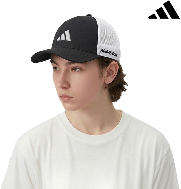 아디다스 남성 매쉬 골프 모자 스포츠 모자 캡, 1개, 3636 블랙