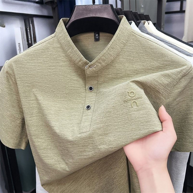 지고다그 남성용 여름용 린넨 스타일 반팔 카라 티셔츠 슬림핏 데일리 T셔츠 ZXC41804