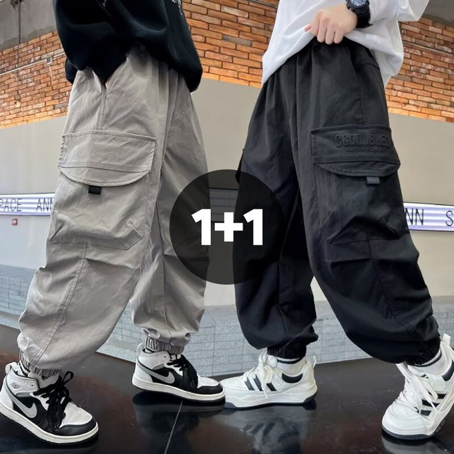 남아 캐주얼 밴딩 와이드 조거 팬츠 2종세트