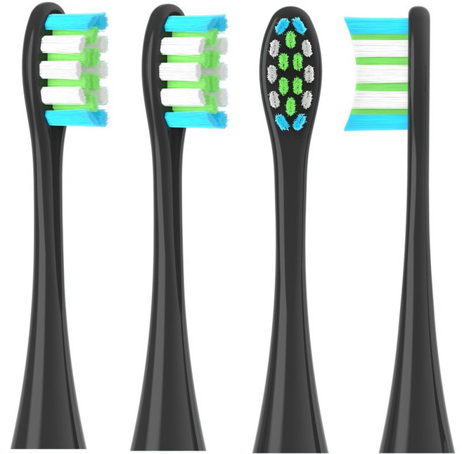 Oclean X/ PRO/ Z1/ Air 2 /SE 소닉 전동 칫솔 소프트 듀폰 강모 브러시 헤드 용 4 개/대 교체, 03 4pcs black