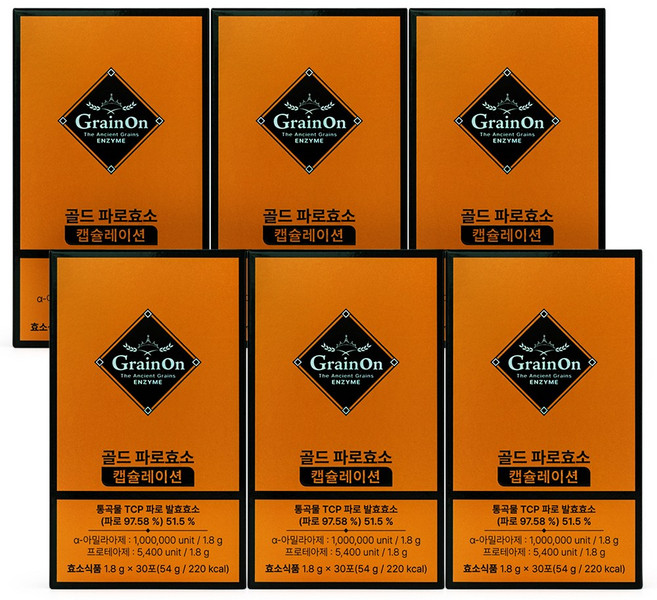 그레인온 골드 파로효소 캡슐레이션 (한 박스당 30포), 54g, 6개