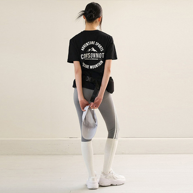 [꼼소넛] 베이직 로고 나염 하프 코튼 티셔츠 CSOt-308 (블랙) [남녀공용]