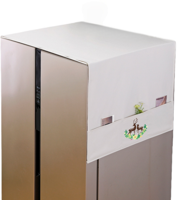 깔끔한 냉장고 세탁기 커버 먼지차단 수납포켓 포함, 아이보리꽃사슴