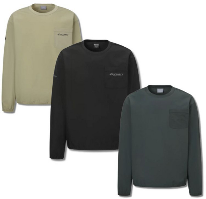 백화점정품 디스커버리 남성 맨투맨 프레시벤트 우븐 긴팔 긴소매 데일리 티셔츠