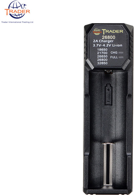 TRADER 26800 2A 單槽鋰電池充電器 適用18650/21700/26650/32650, 1個
