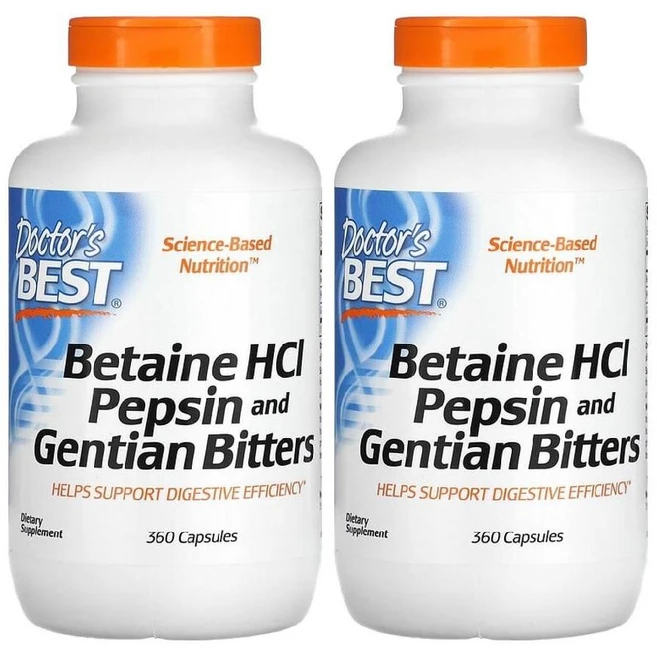 닥터스베스트 펩신 베타인 HCl 고약사 약들약 Bentaine Pepsin 360캡슐 2병, 2개, 360정 - 쿠팡