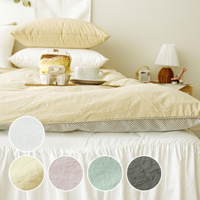 아토앤알로 쉼표 바이오워싱 고밀도 60수 순면 홑겹토퍼커버 SSQ, 바이오순면 홑겹토퍼커버 싱글_화이트