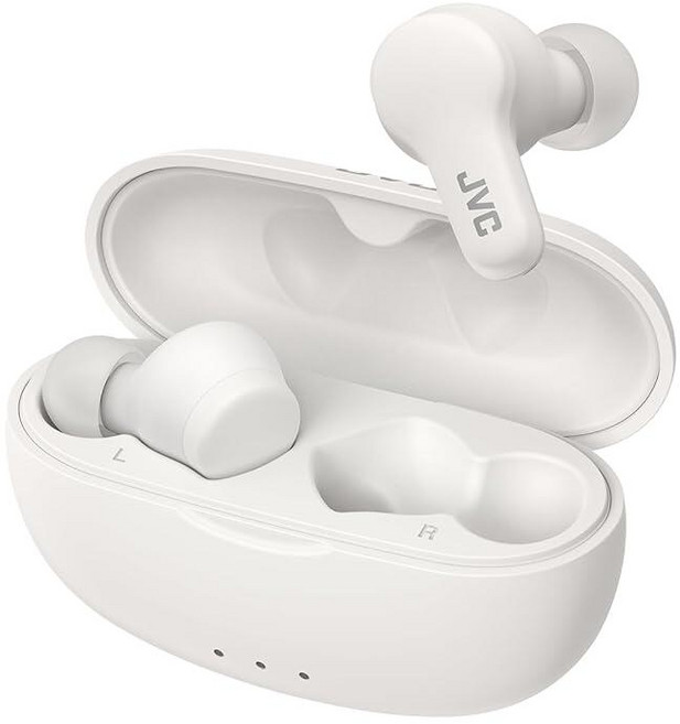 157015 JVC Gumy 트루 와이어리스 이어버드 블루투스 5.3 충전 케이스 24시간 재생 IPX4 방수 XS/S/M/L 이어피스가 있는 편안하고 안전한 핏 통, 157015 JVC Gumy 트루 와이어리스 이어버드,